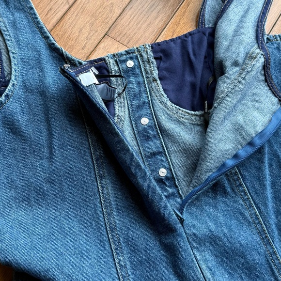 Forever 21 Denim Mini Dress Button Front Tiered NWT Size [M] Y2K - Picture 5 of 10